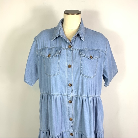 NWT Tendency Tiered Denim Jean Dress Button Front Size 3XL - Picture 2 of 7